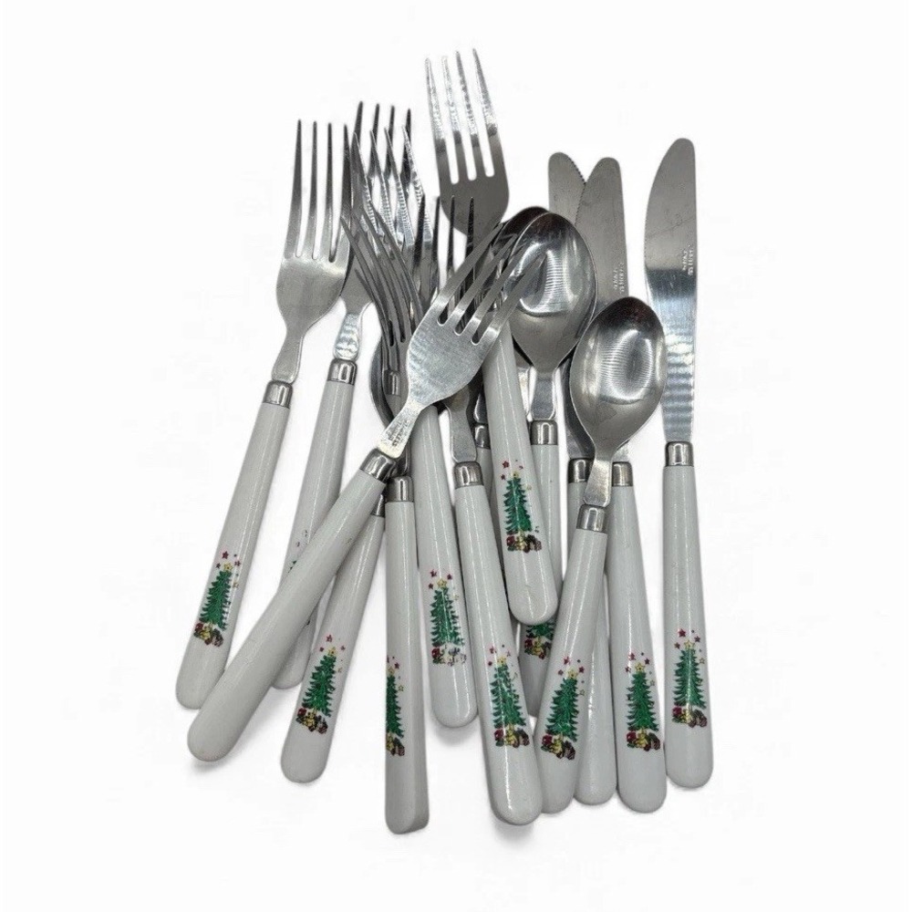 Vtg Salem Christmas‎ Eve Silverware 15pc Flatware 7 Forks 5 Spoons 3 Knives
